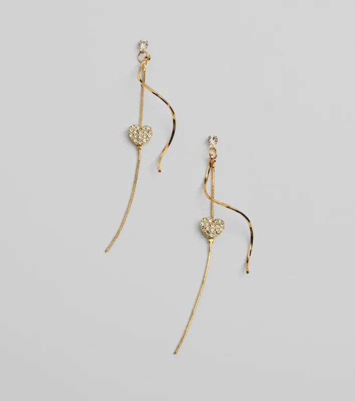 Show Love Heart Rhinestone Twist Earrings sold by Windsor