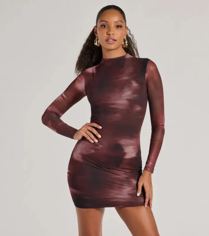Popular Poise Mock Neck Abstract Mini Dress sold by Windsor