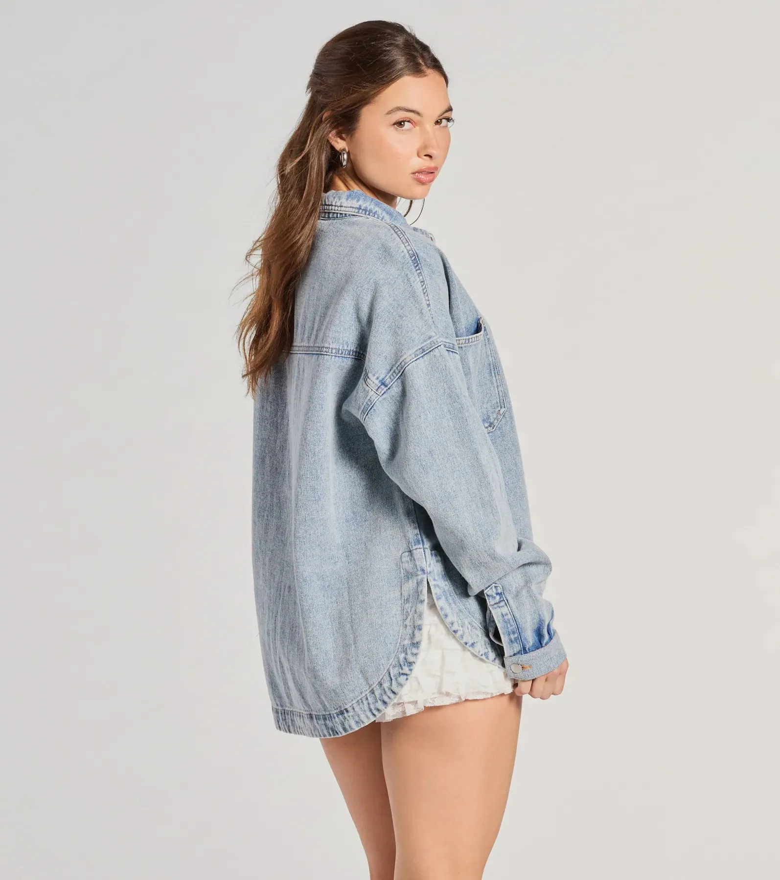 Cool Ease Long Sleeve Denim Shacket sold by Windsor product image thumbnail 2