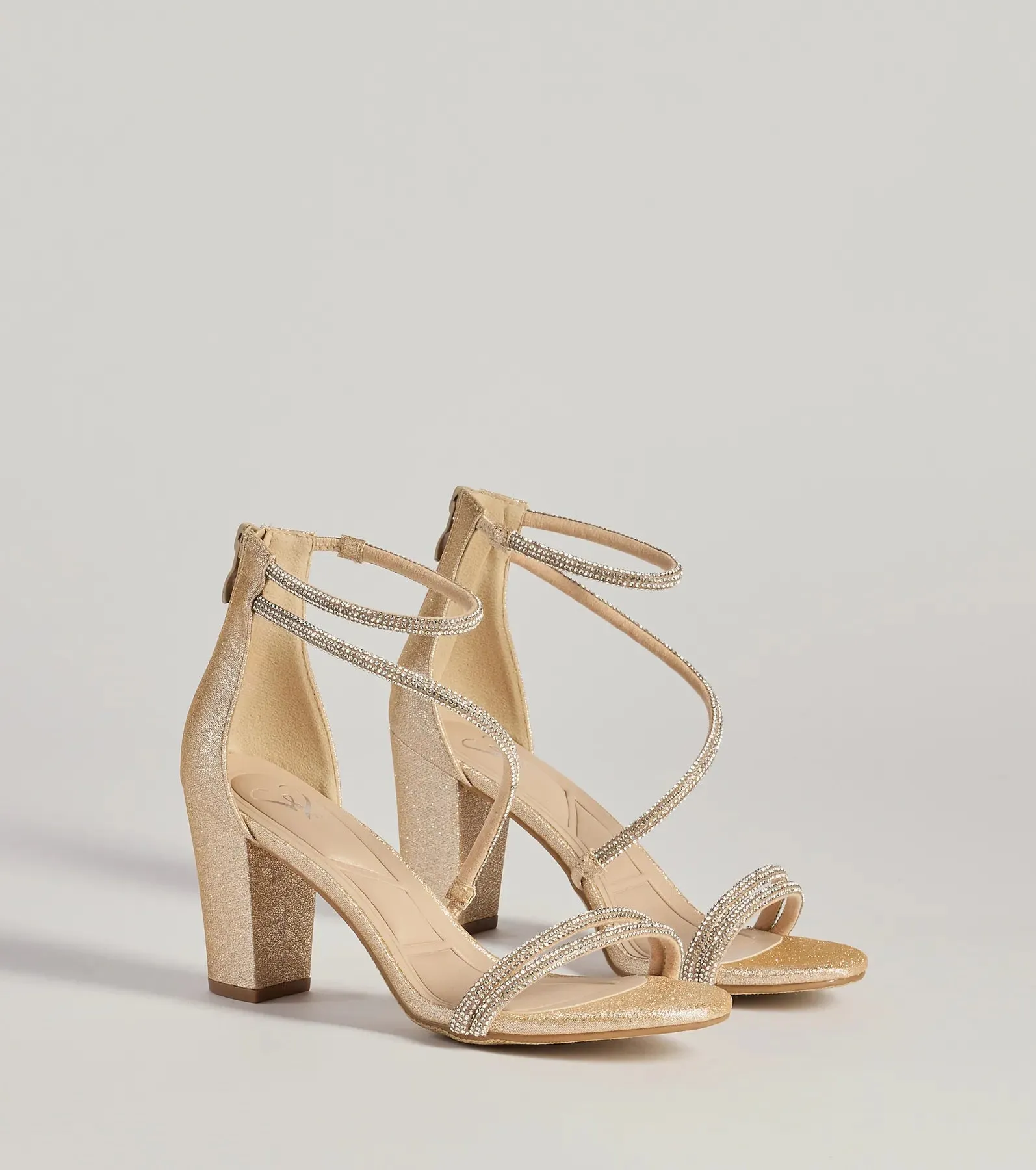 Step Into Glam Rhinestone Glitter Block Heels sold by Windsor