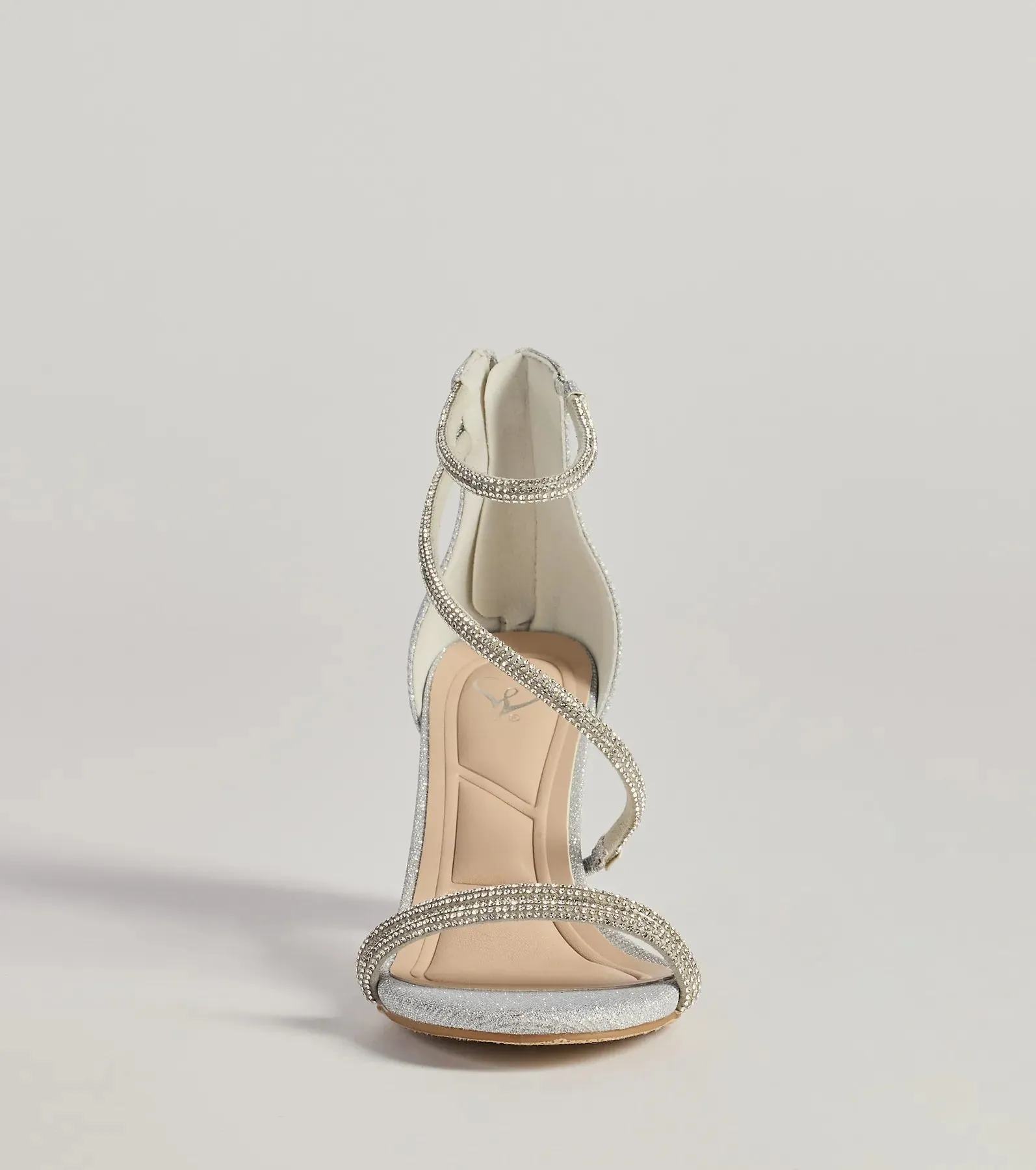 Reigning In Rhinestone Asymmetrical Strap Glitter Heels sold by Windsor product image thumbnail 3