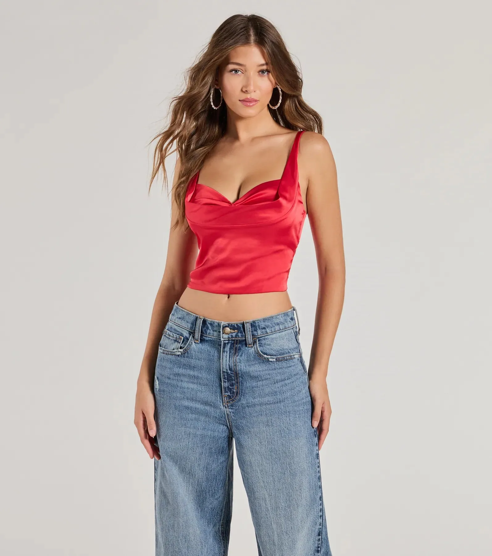 PLACEHOLDER - Glam Vibes Satin Sleeveless Crop Top sold by Windsor