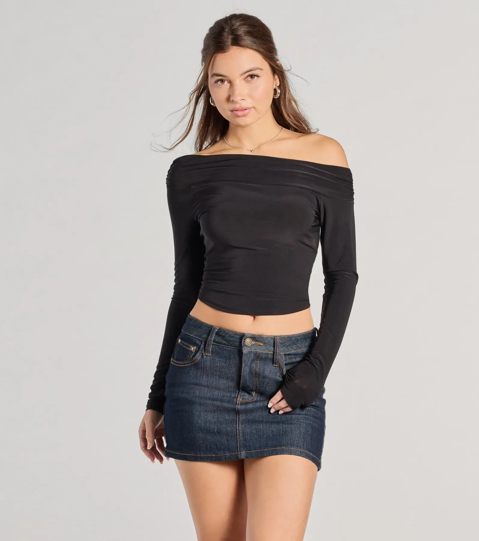 Chic Essential Off-Shoulder Long Sleeve Top sold by Windsor