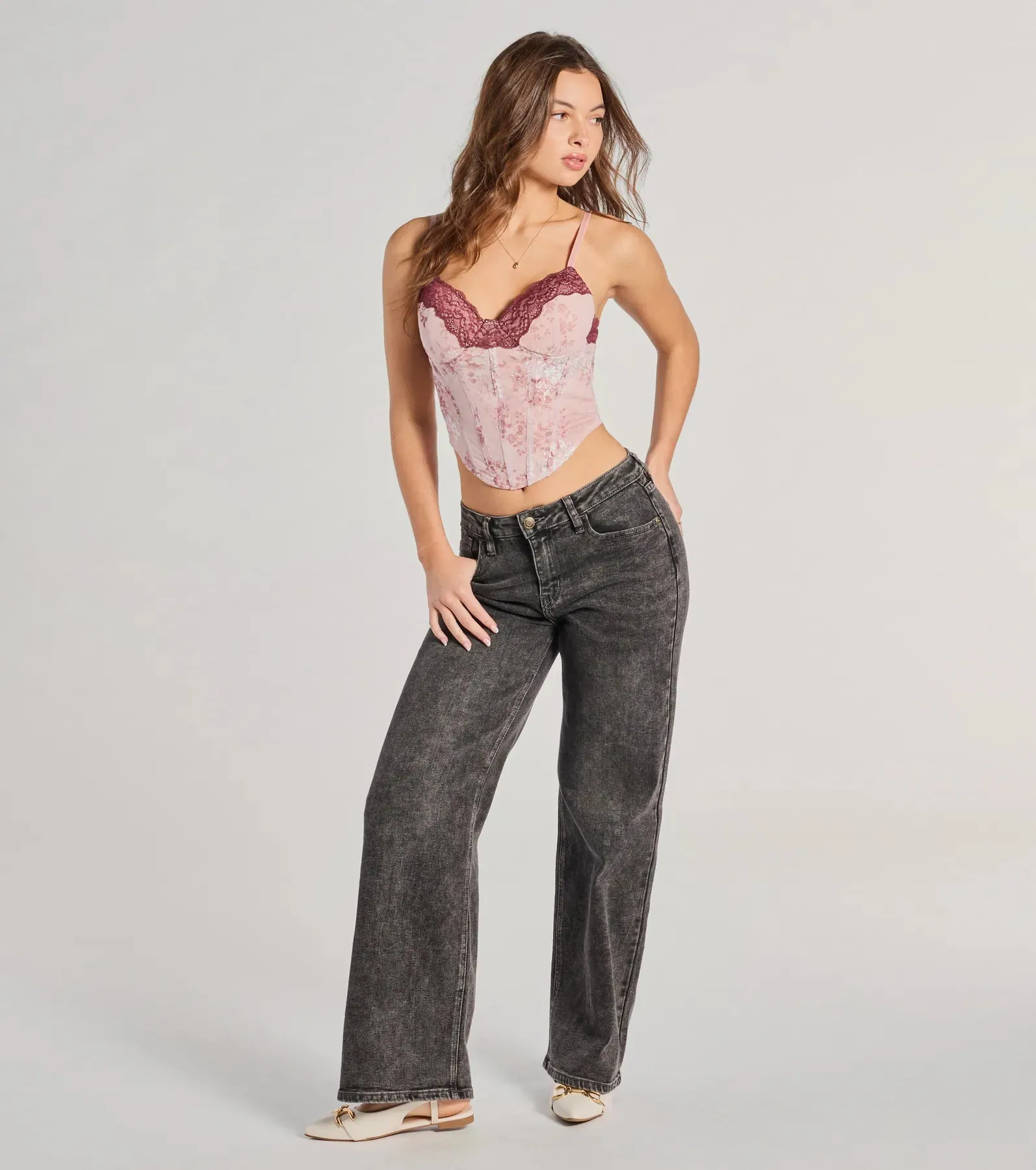 Sweet And Sultry Floral Lace Mesh Bustier Top sold by Windsor product image thumbnail 3