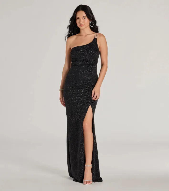 Gracie One-Shoulder Glitter Slim Dress sold by Windsor