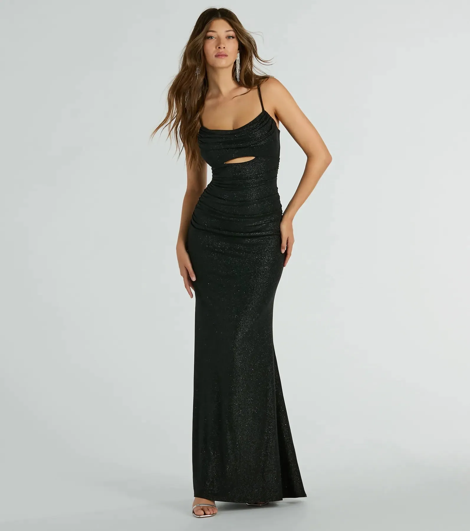 Harley Sleeveless Cutout Slim Glitter Formal Dress sold by Windsor product image thumbnail 5