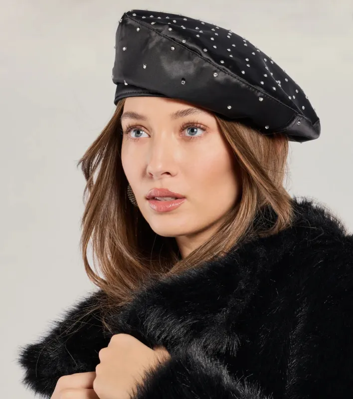 Oh-So-Glam Rhinestone Satin Beret sold by Windsor