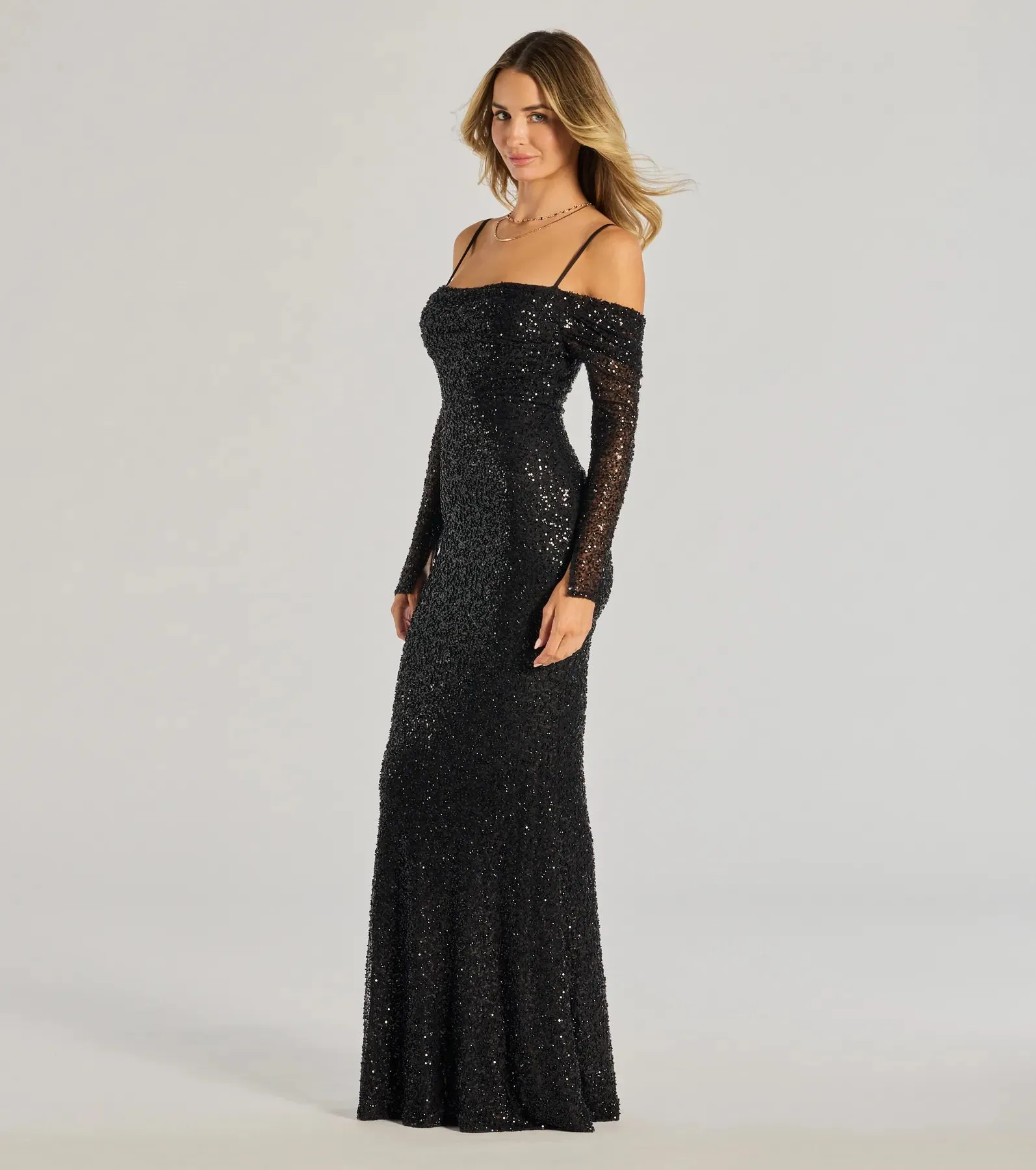 Parker Off-The-Shoulder Beaded Sequin Slim Dress sold by Windsor product image thumbnail 4