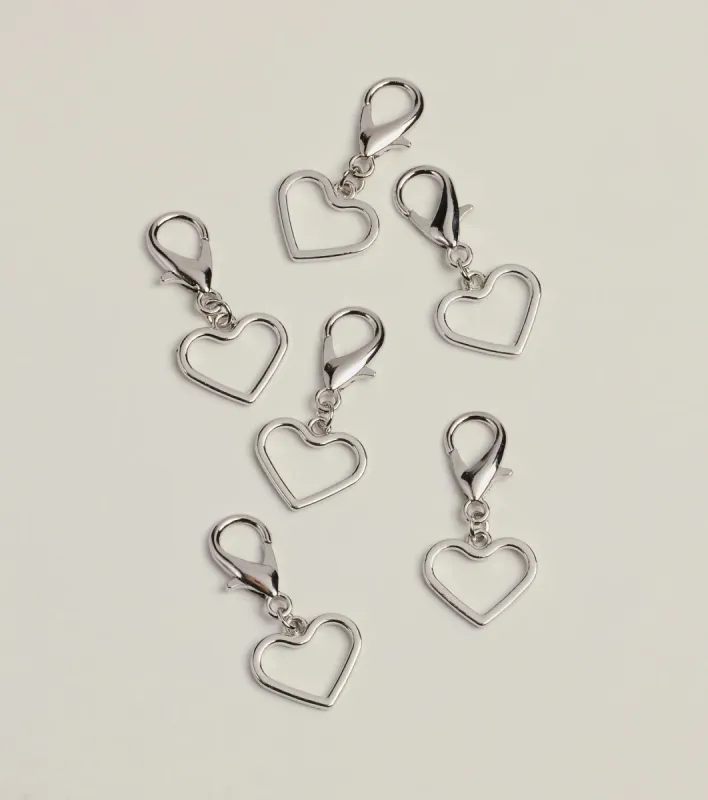Six-Piece Dainty Heart Shoe Charms sold by Windsor