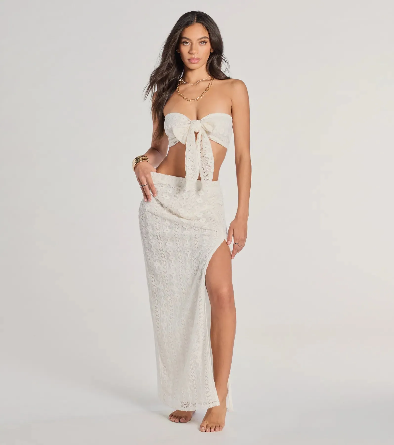 Vacay Ready Tie-Front Bandea Crochet Crop Top sold by Windsor product image thumbnail 3
