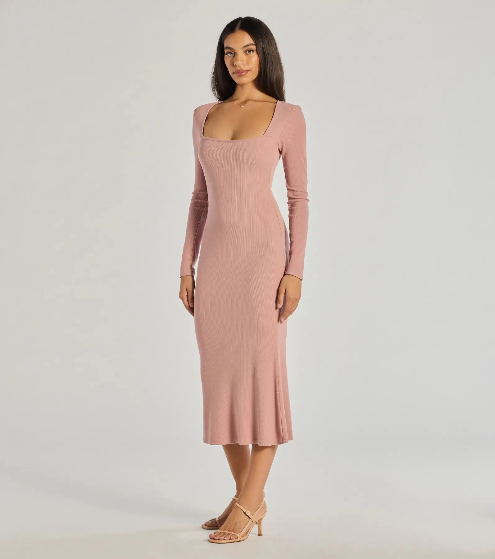 Basic Cutie Long Sleeve Knit Midi Dress sold by Windsor product image thumbnail 4