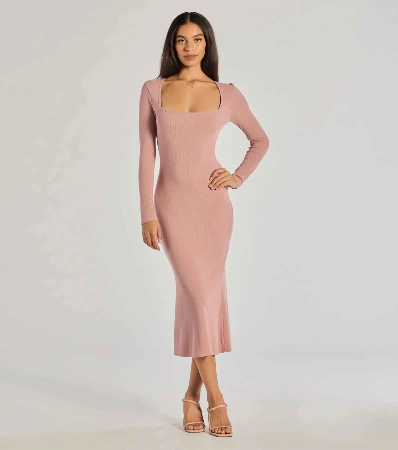 Basic Cutie Long Sleeve Knit Midi Dress sold by Windsor