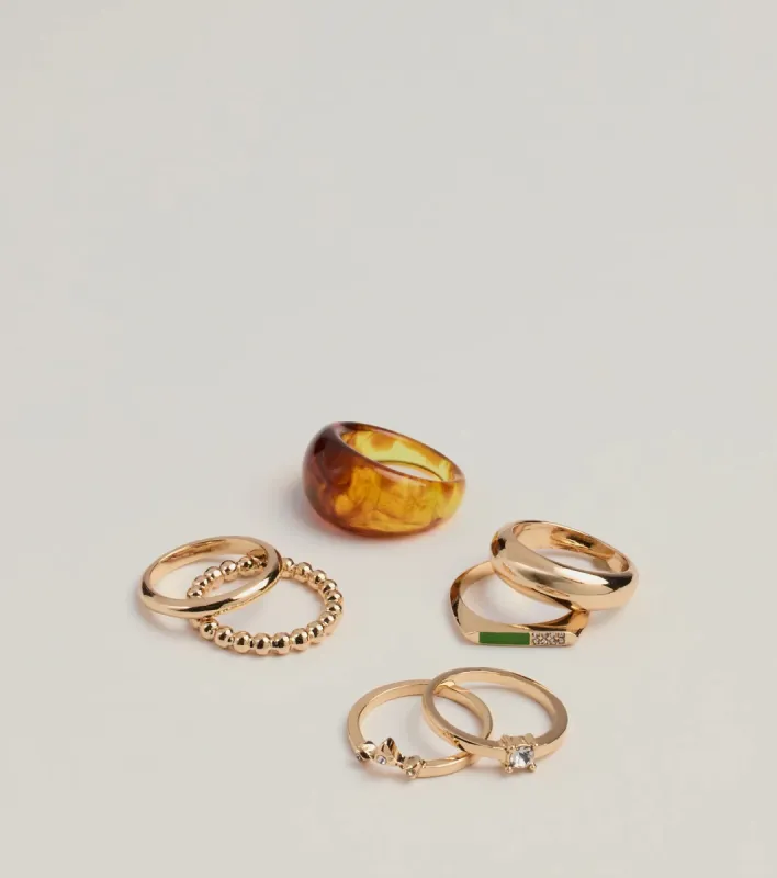 Ultimate Statement Multi Seven Pack Ring Set sold by Windsor
