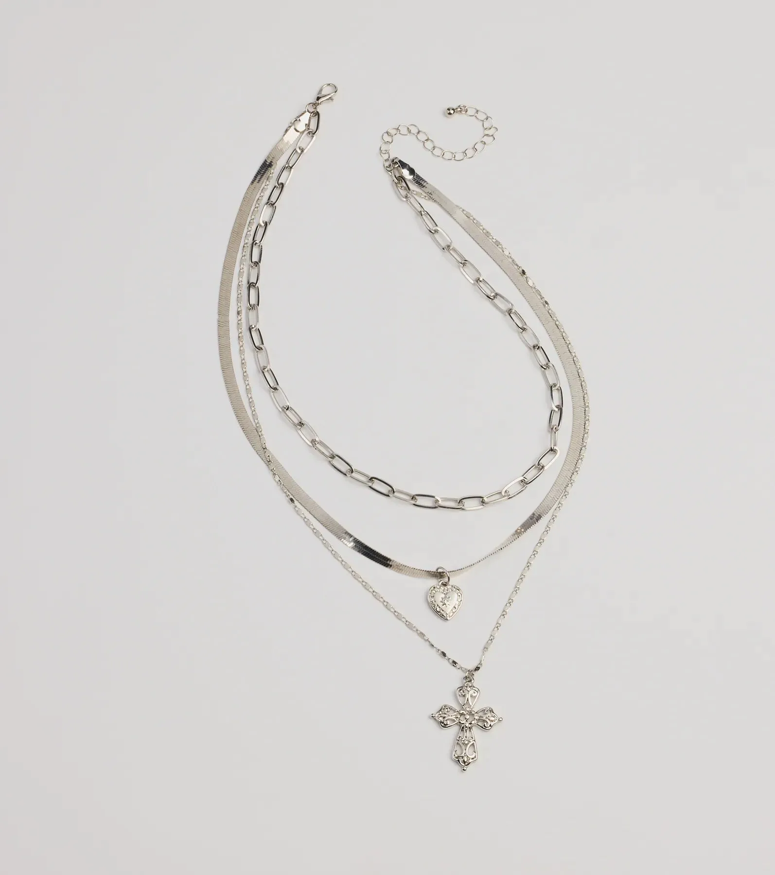 Cross My Heart Layered Charm Necklace sold by Windsor