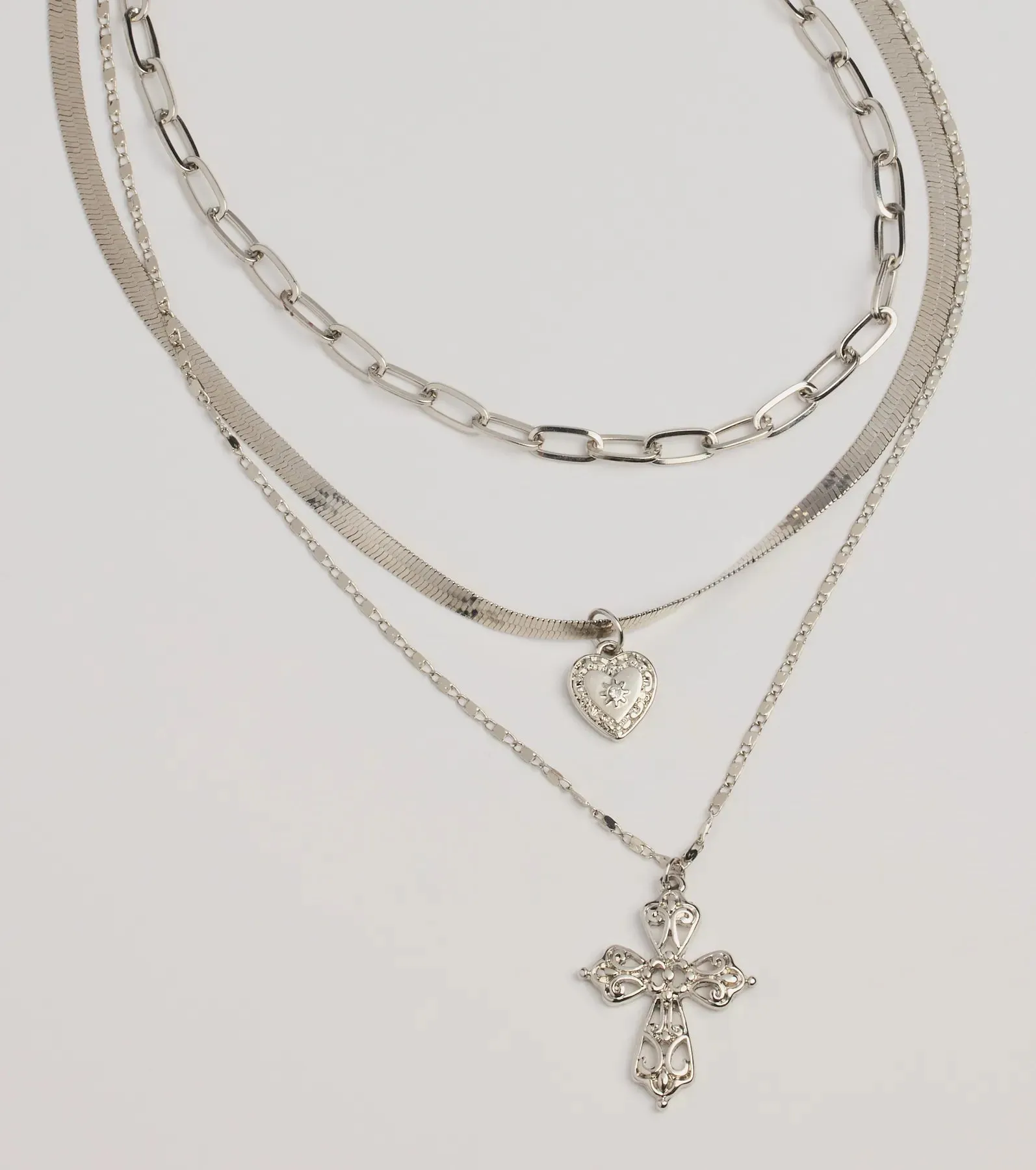 Cross My Heart Layered Charm Necklace sold by Windsor product image thumbnail 2