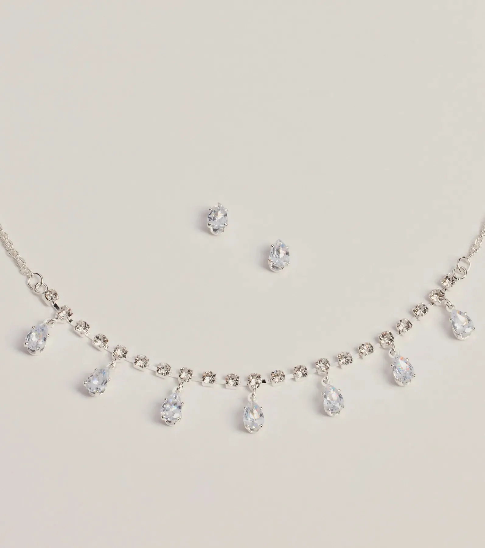 Luxe Dainty Cubic Zirconia Necklace And Stud Earrings Set sold by Windsor product image thumbnail 2