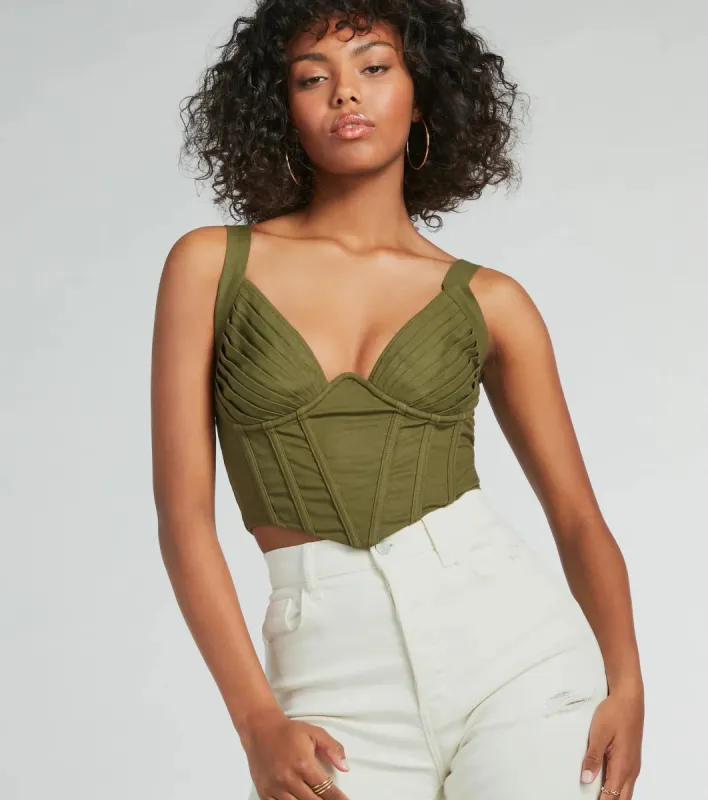 Everyday Allure Plunging Linen Corset Top sold by Windsor