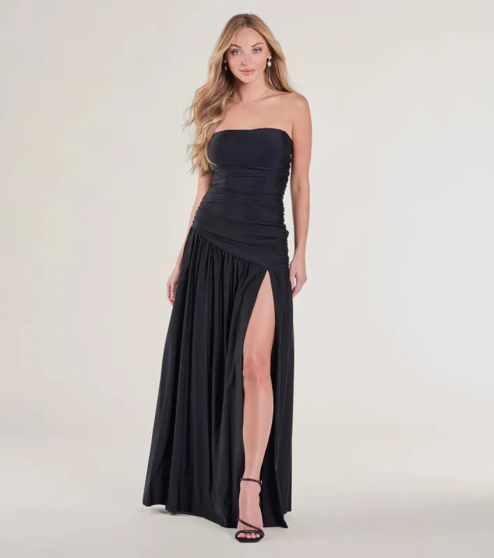 Lindsey Strapless Slit A-Line Formal Dress sold by Windsor