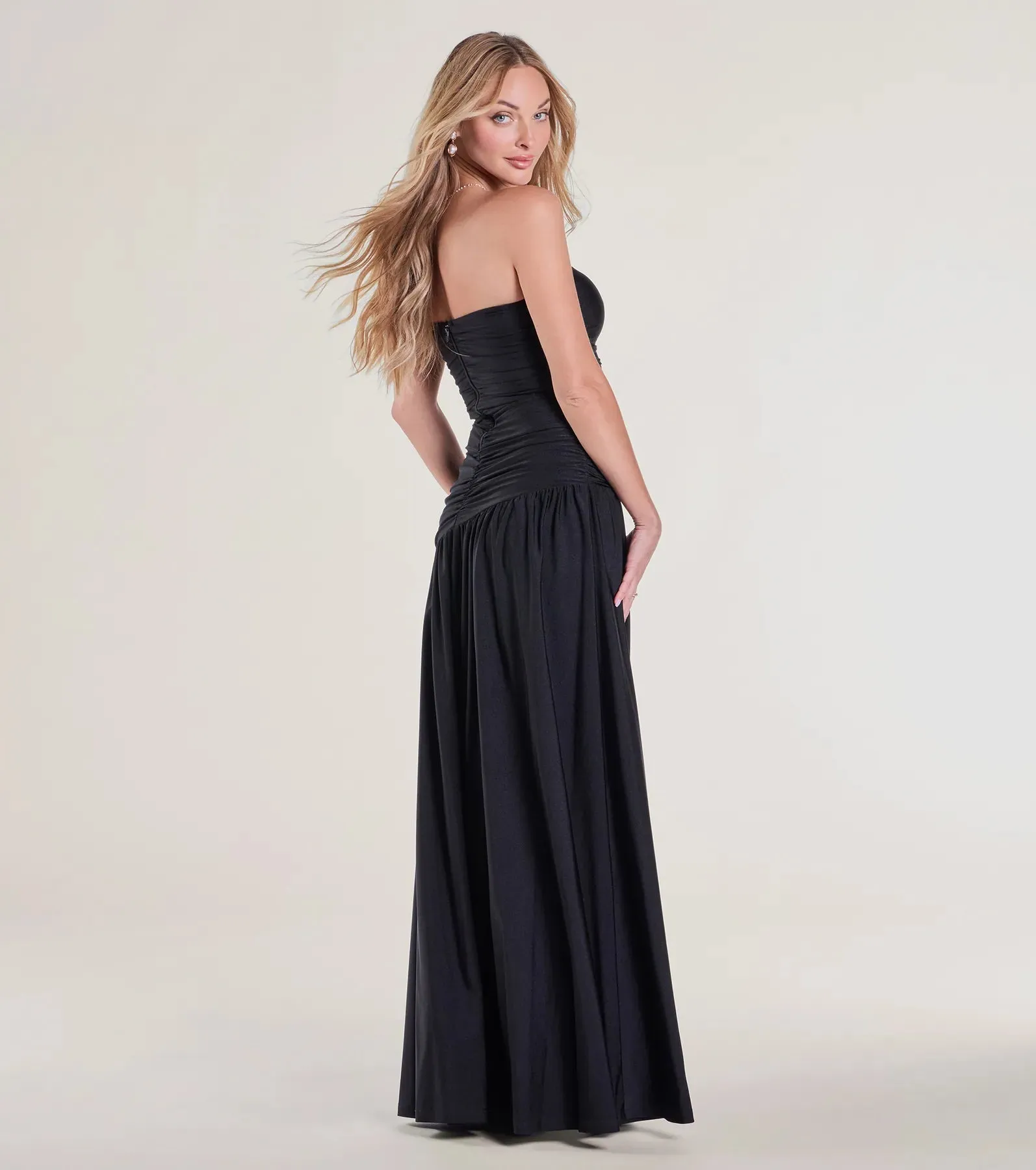 Lindsey Strapless Slit A-Line Formal Dress sold by Windsor product image thumbnail 2