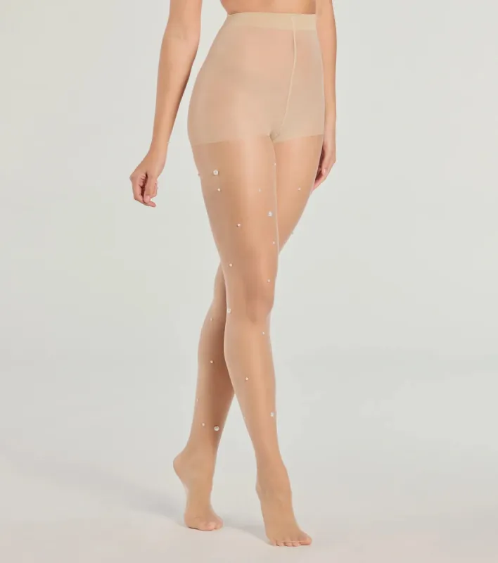 All In The Details Faux Pearl Sheer Tights sold by Windsor