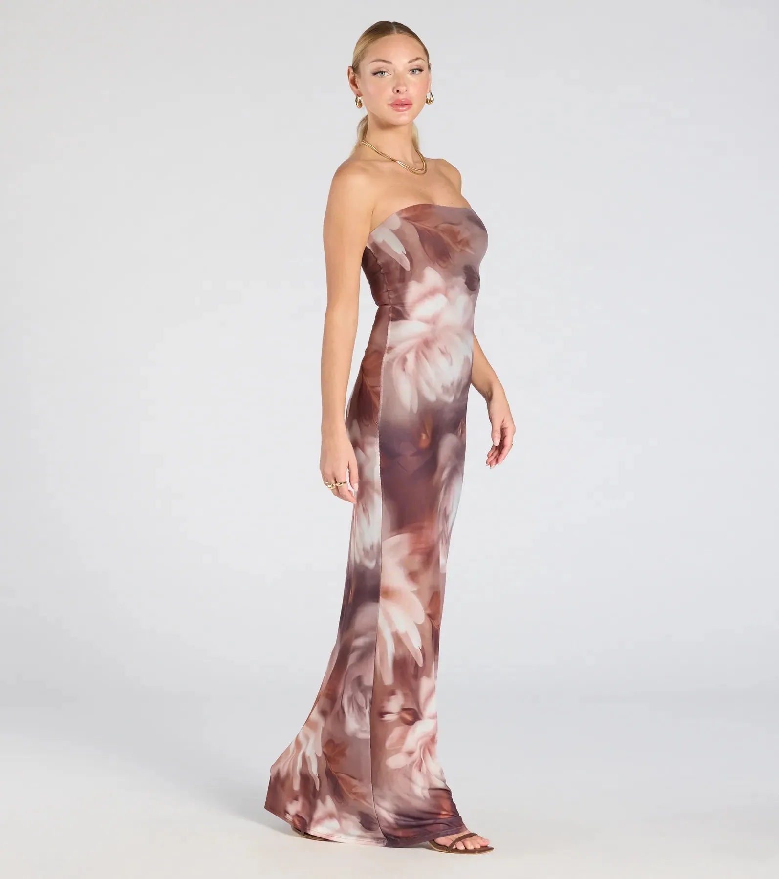 Make Your Debut Strapless Abstract Mesh Maxi Dress sold by Windsor product image thumbnail 4
