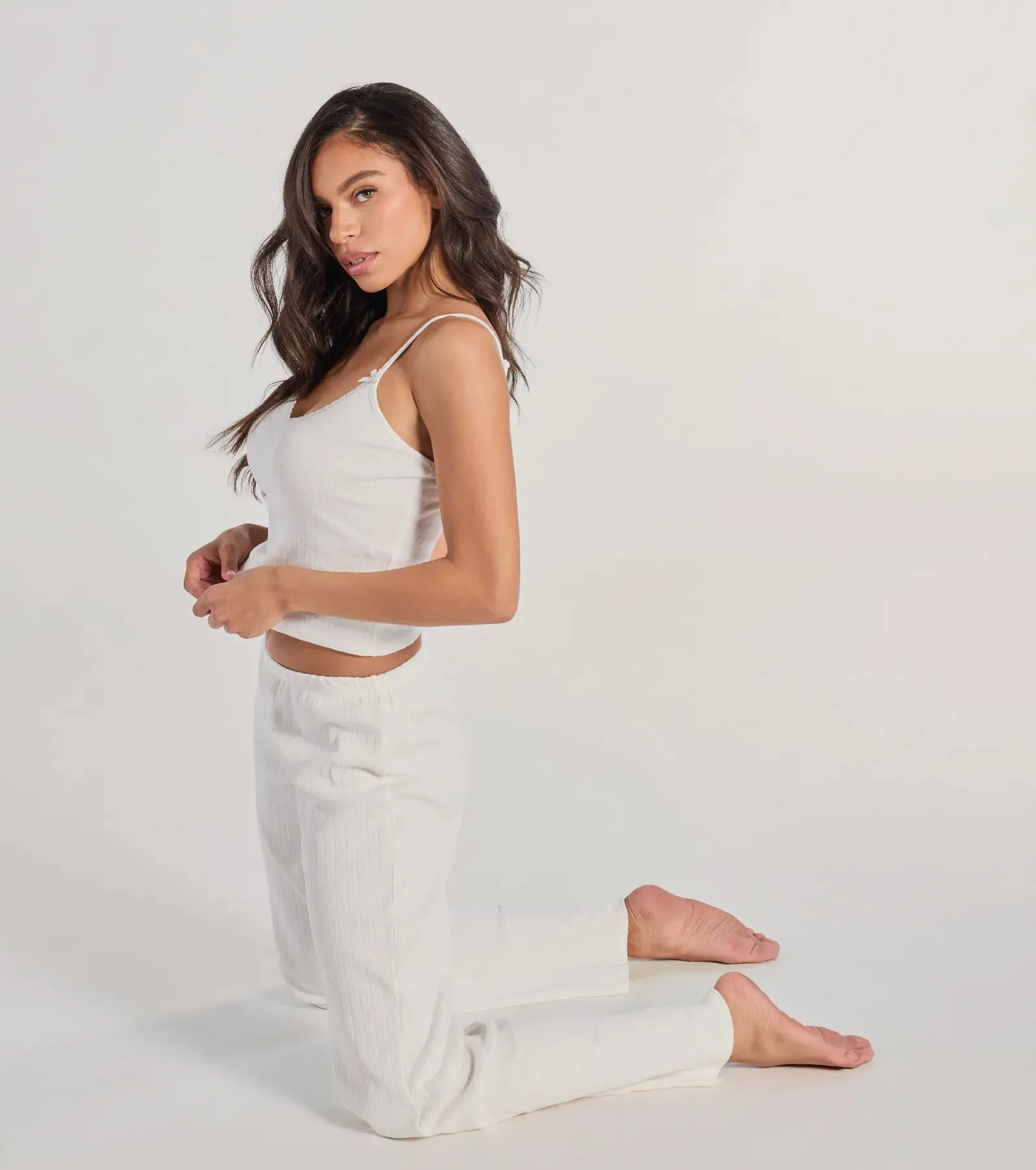 Sleeping In V-Neck Pointelle Pajama Crop Top sold by Windsor product image thumbnail 5