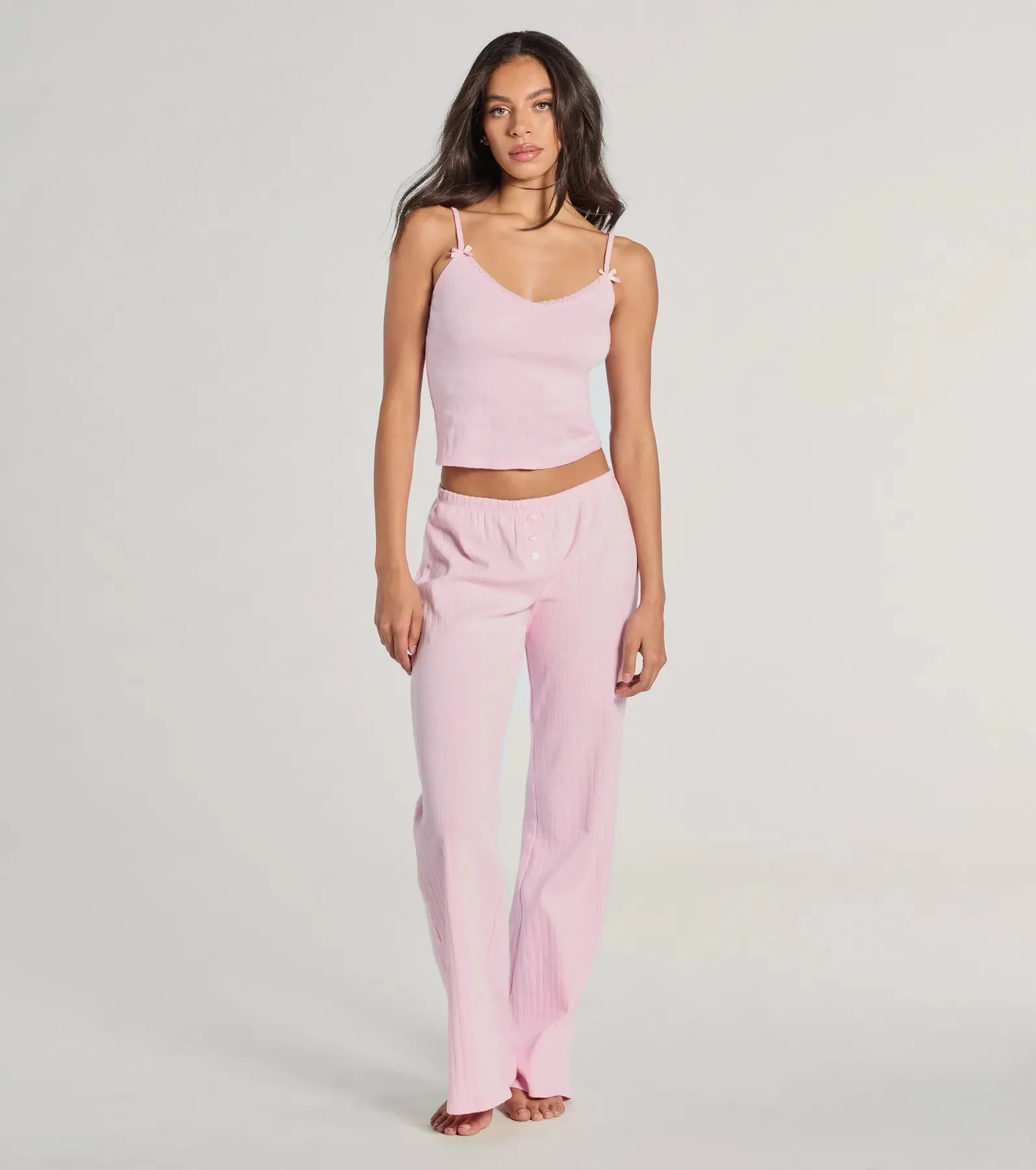 Sleeping In V-Neck Pointelle Pajama Crop Top sold by Windsor product image thumbnail 3