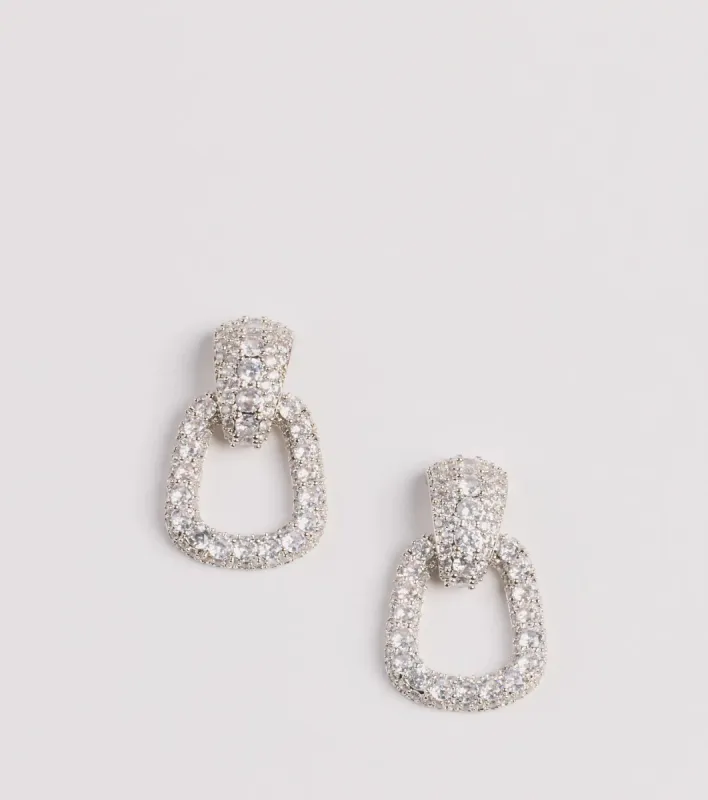 Keep it Frosty Rhinestone Door Knocker Earrings sold by Windsor