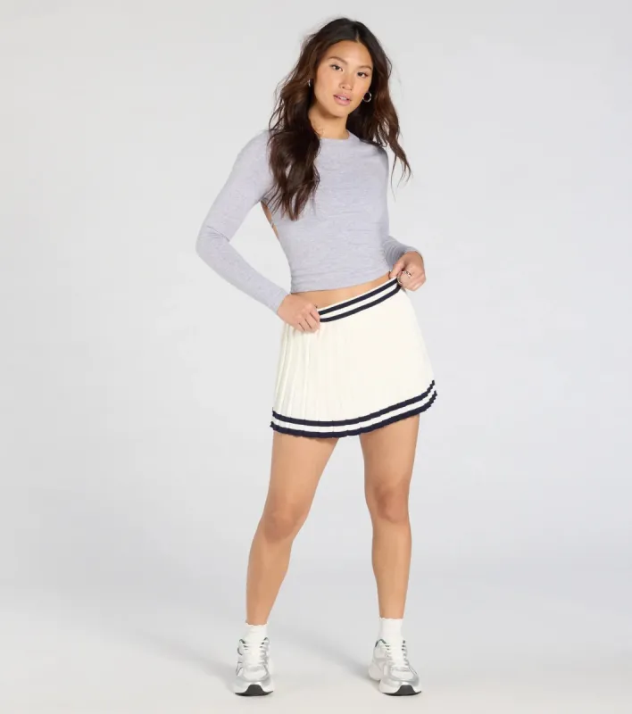 Preppy Demure Pleated Striped Knit Skort sold by Windsor