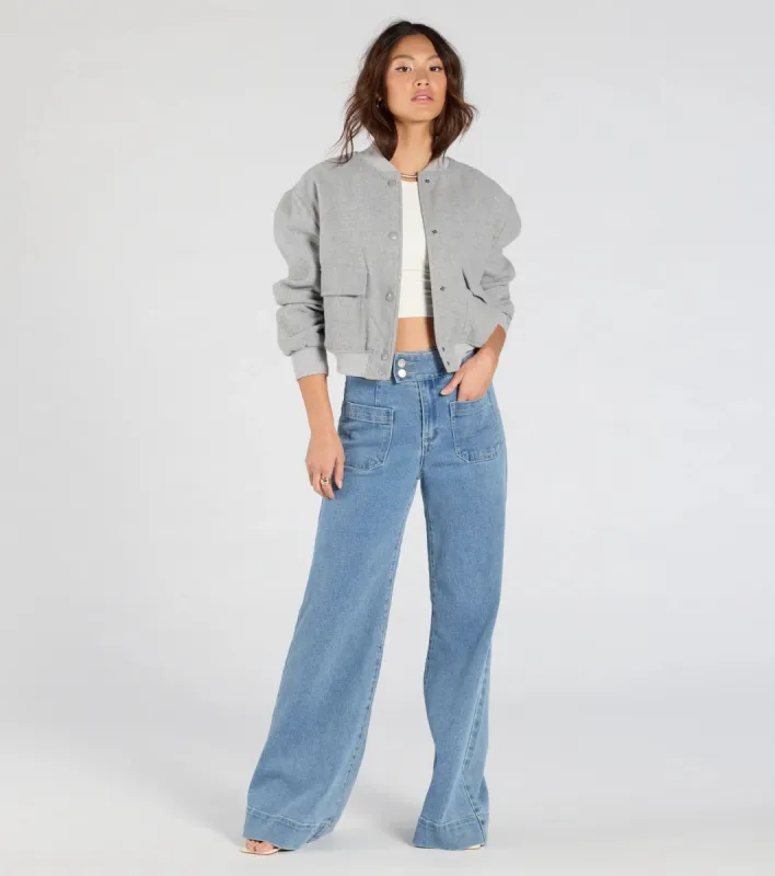 Extra Trendy High Rise Wide Leg Trouser Denim Jeans sold by Windsor