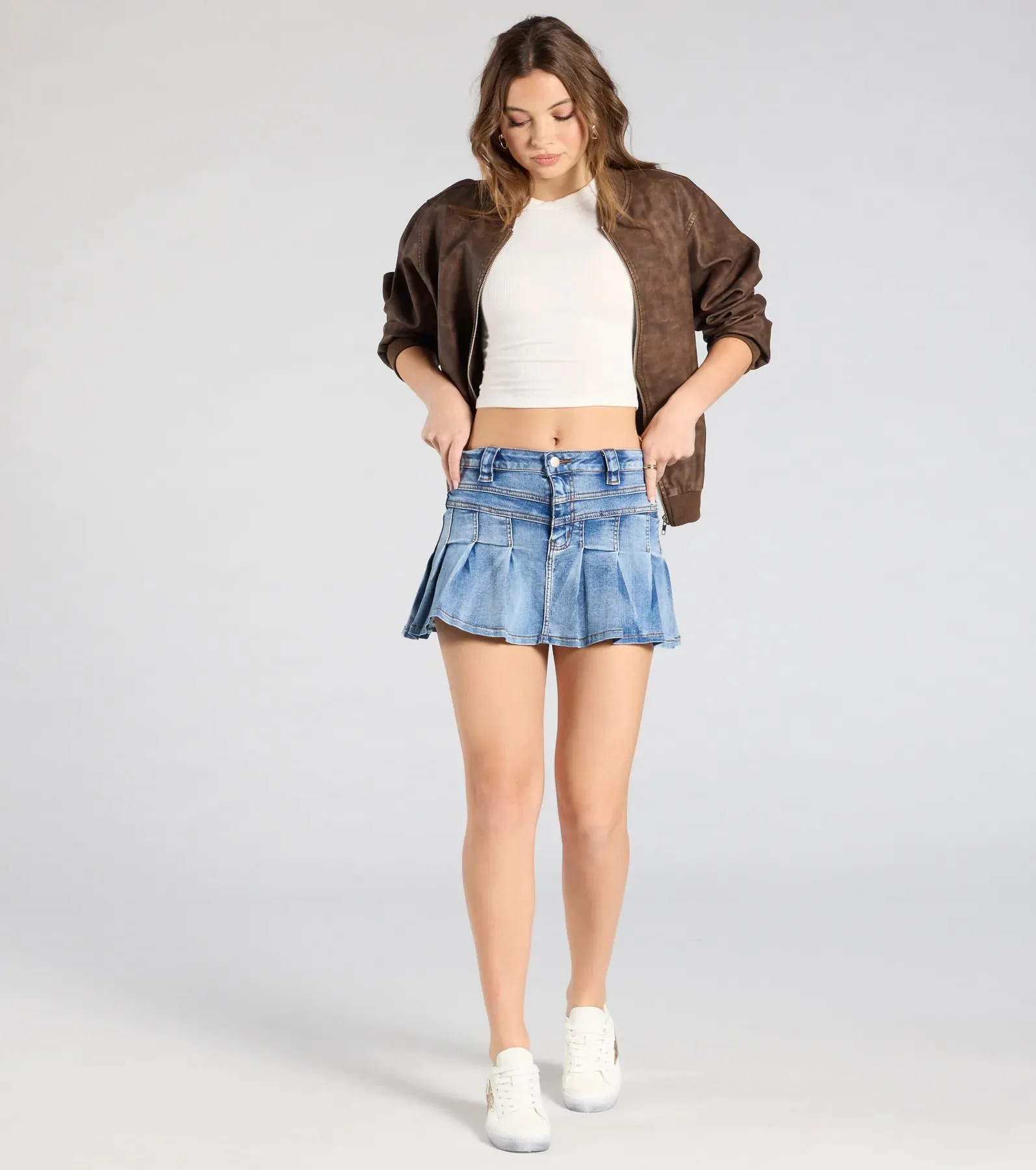 So Perfect Mid-Rise Pleated Denim Mini Skirt sold by Windsor product image thumbnail 3