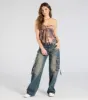 Bringing The Vibes Strapless Abstract Print Crop Top sold by Windsor