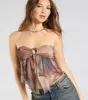 Bringing The Vibes Strapless Abstract Print Crop Top sold by Windsor