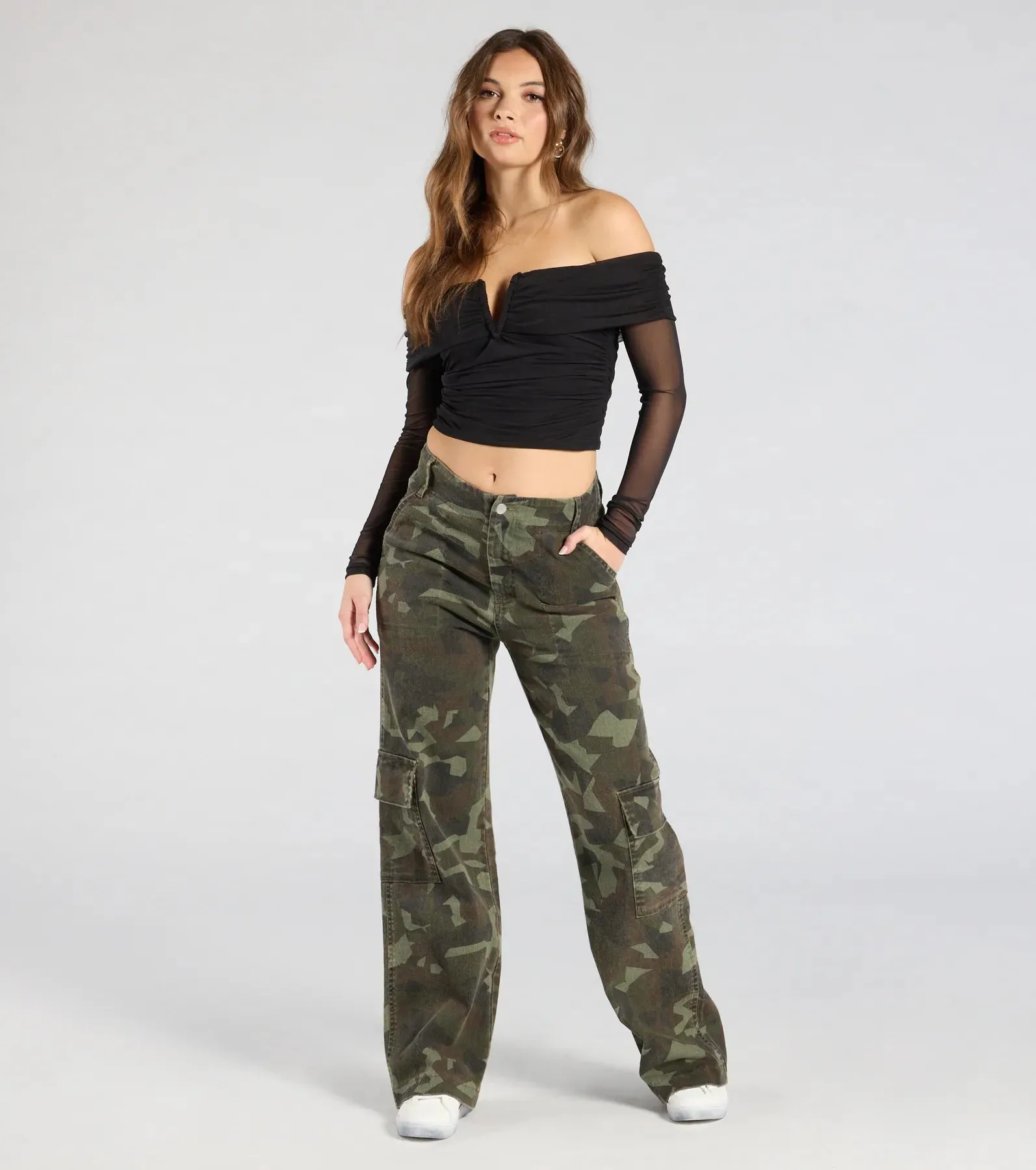 Desirable Sensation Off-The-Shoulder Mesh Crop Top sold by Windsor product image thumbnail 4