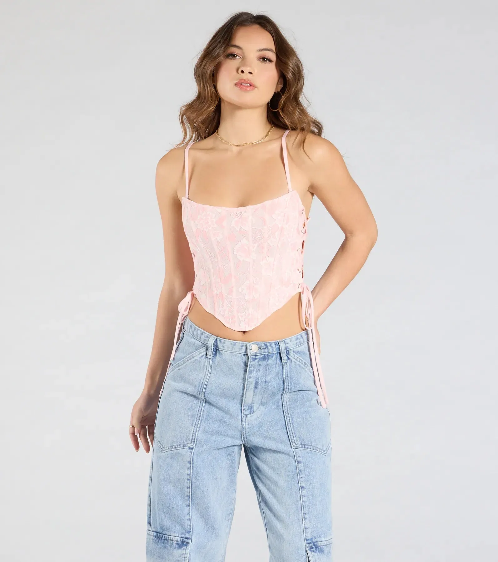 Swoon-Worthy Babe Lace-Up Corset Top sold by Windsor