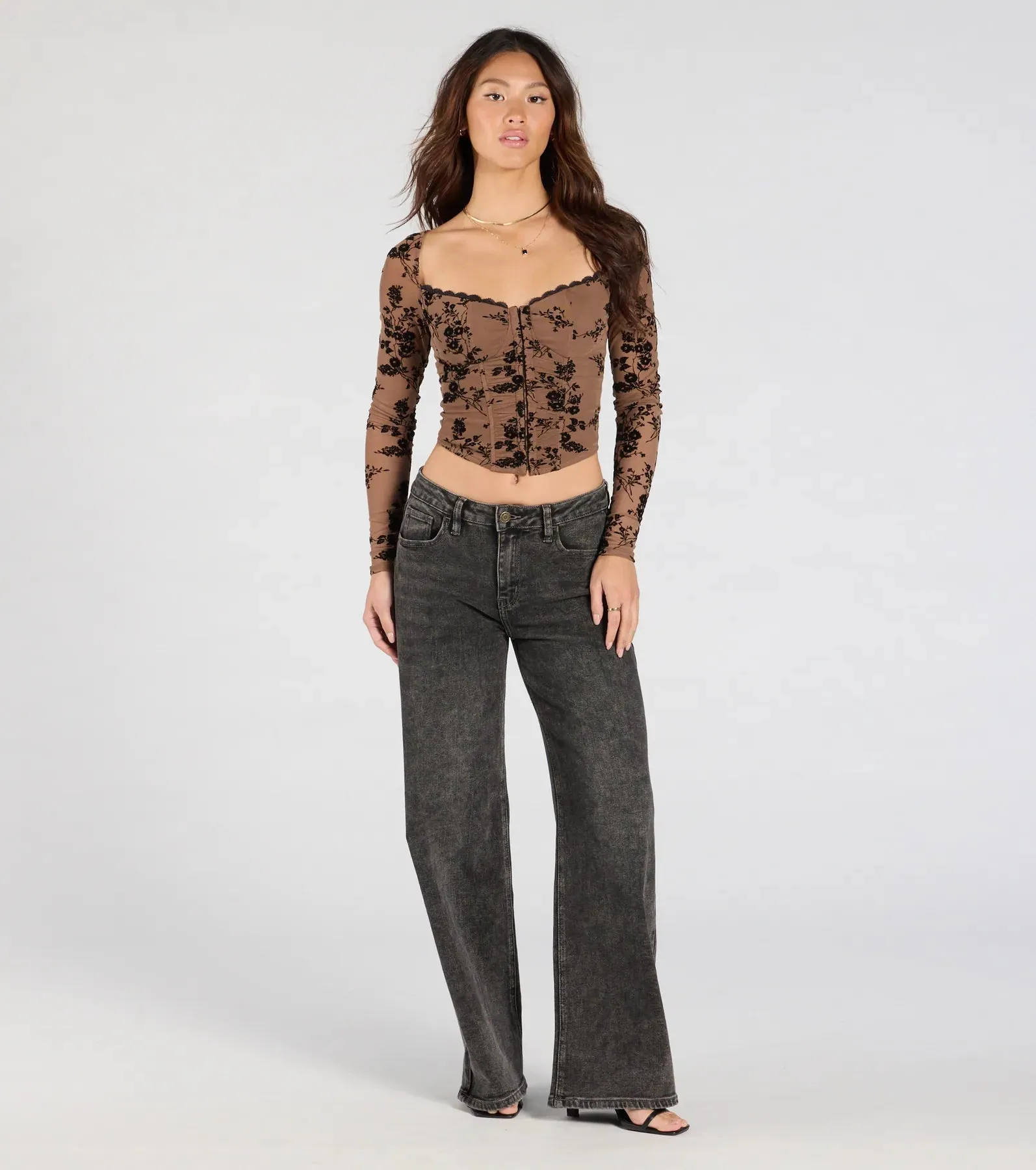 Certified Flirt Long Sleeve Corset Crop Top sold by Windsor product image thumbnail 3