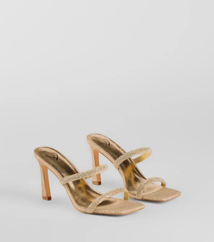 Classy Luxe Rhinestone Strappy Stiletto Mules sold by Windsor