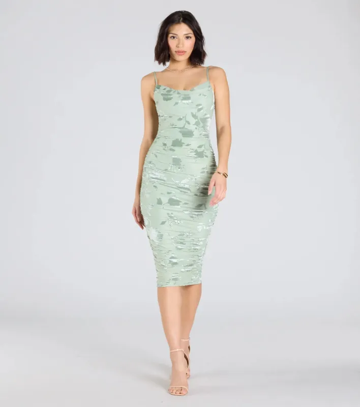 Cocktail Soiree Floral Velvet Midi Dress sold by Windsor
