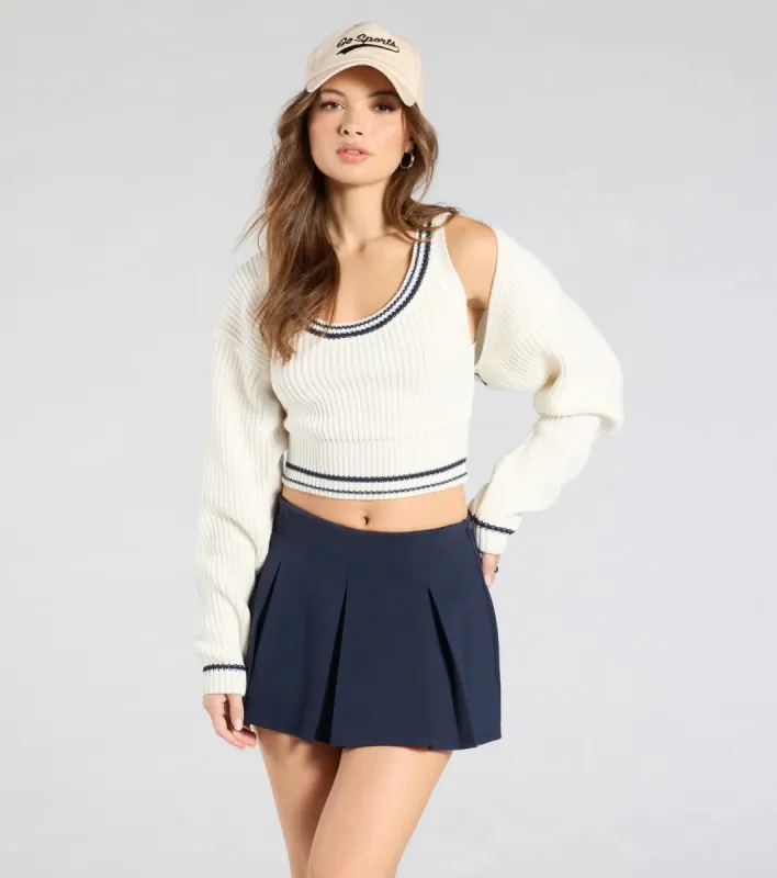 Striped And Stylish Knit Crop Bolero sold by Windsor