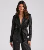 Biz Chic Satin Tie-Front Blazer sold by Windsor