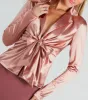 Biz Chic Satin Tie-Front Blazer sold by Windsor
