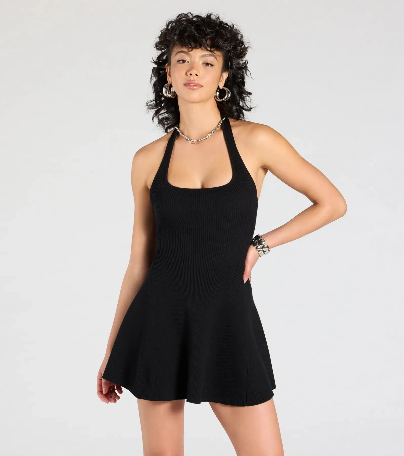 In The Cards Halter Skater Mini Dress sold by Windsor