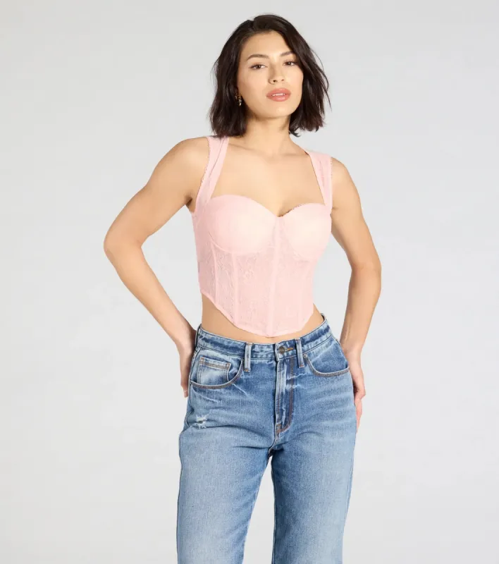 Make Hearts Flutter Lace Corset Top sold by Windsor
