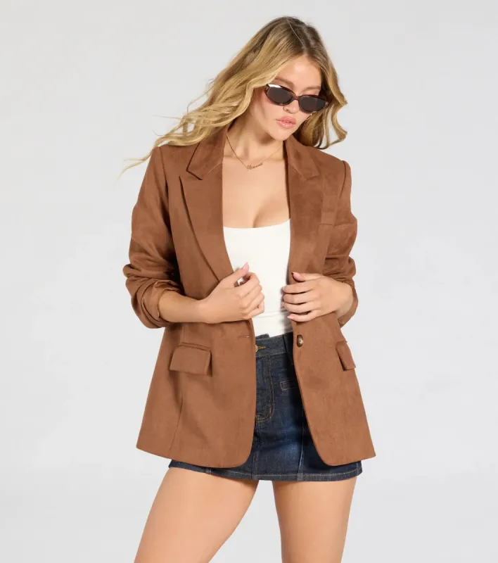 Casual And Chic Faux Suede Oversized Blazer sold by Windsor