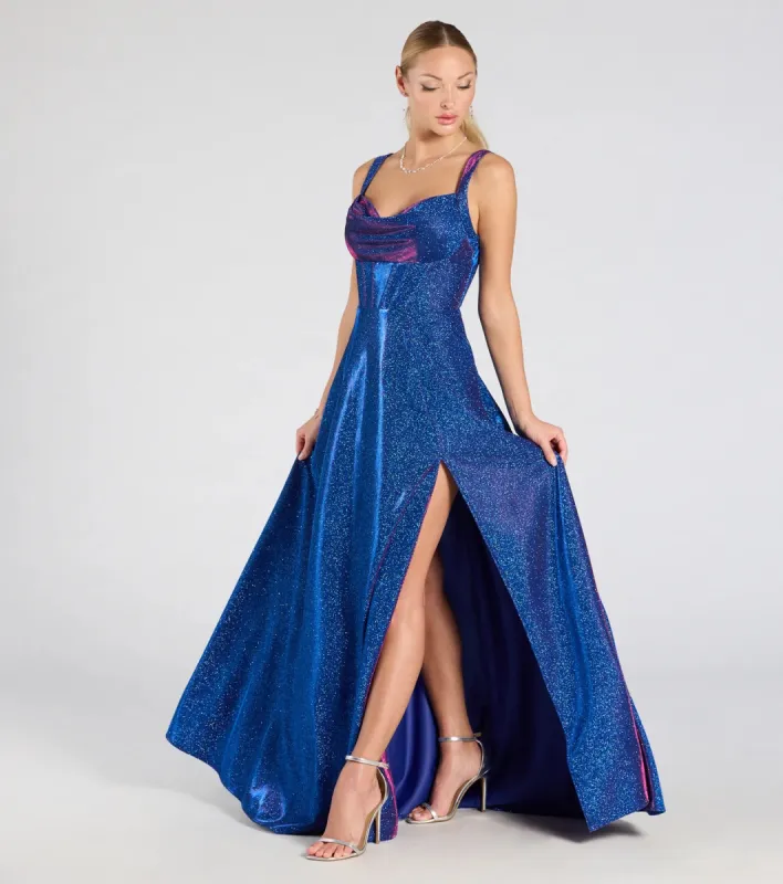 Clarence Corset Slit Glitter A-Line Formal Dress sold by Windsor