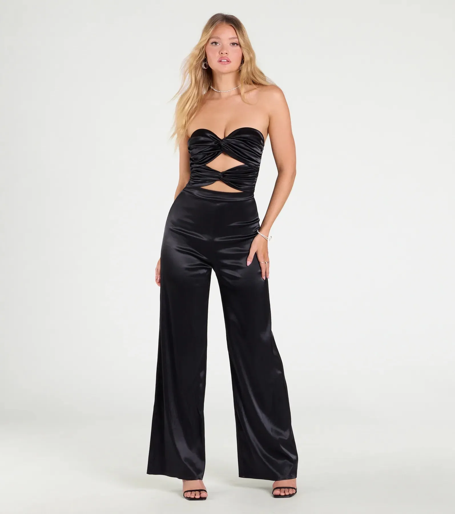 Late Nights Cutout Satin Wide-Leg Jumpsuit sold by Windsor product image thumbnail 5