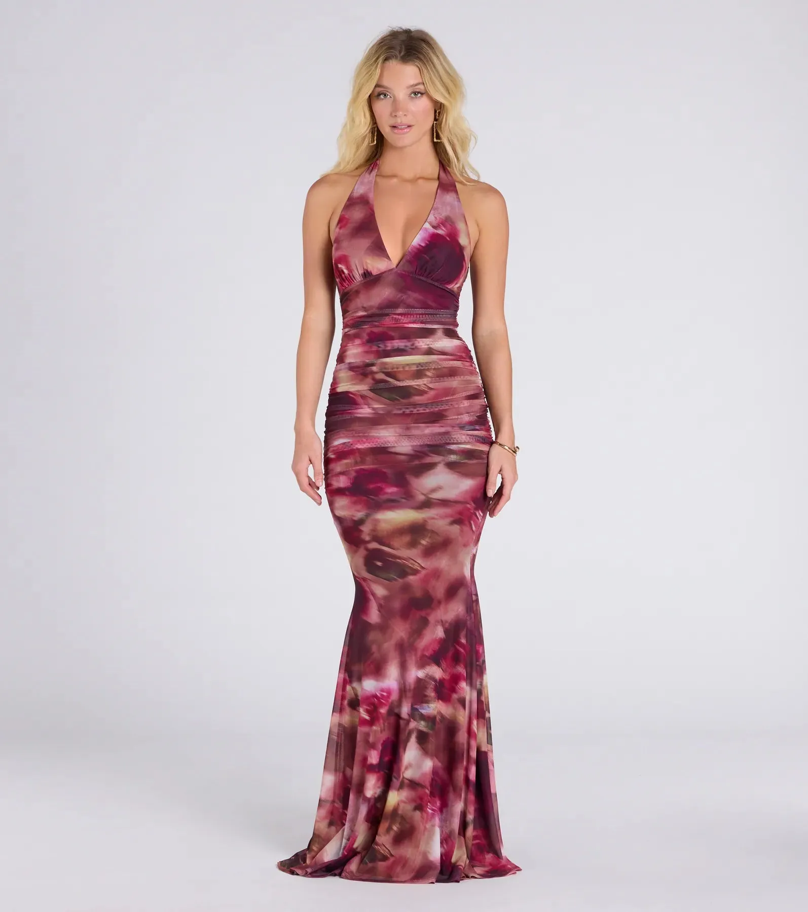 Kelsey Halter Printed Mermaid Formal Dress sold by Windsor
