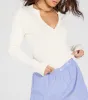 Cute Guarantee Long Sleeve Henley Crop Top sold by Windsor