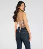 Floral Aesthetic Lace-Up Satin Corset Top sold by Windsor