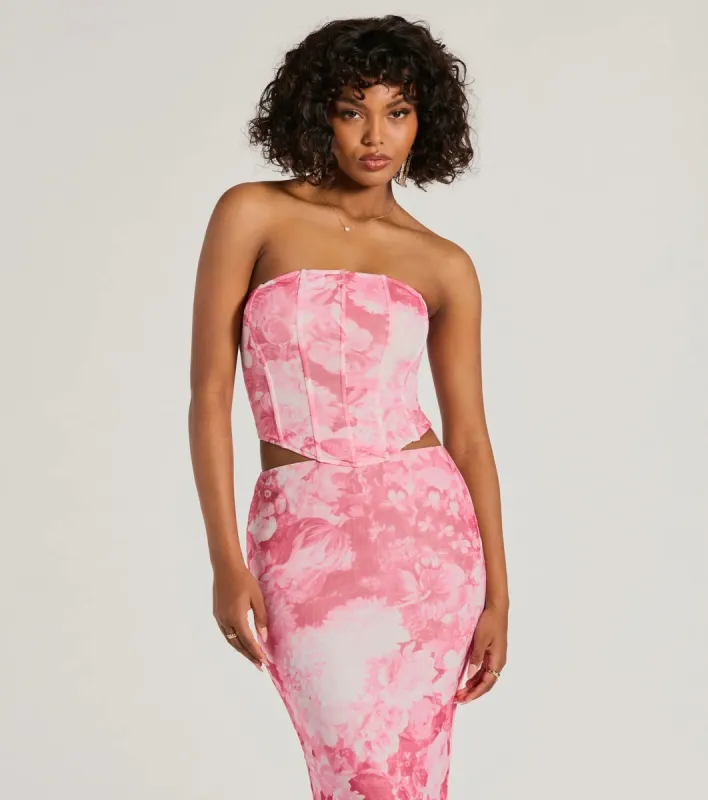 Floral Sensation Strapless Crop Bustier sold by Windsor